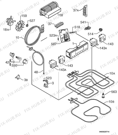 Взрыв-схема плиты (духовки) Zanussi ZOU91KX - Схема узла Electrical equipment 268